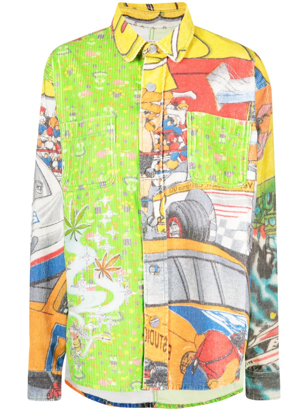 ERL cartoon-print shirt Groen