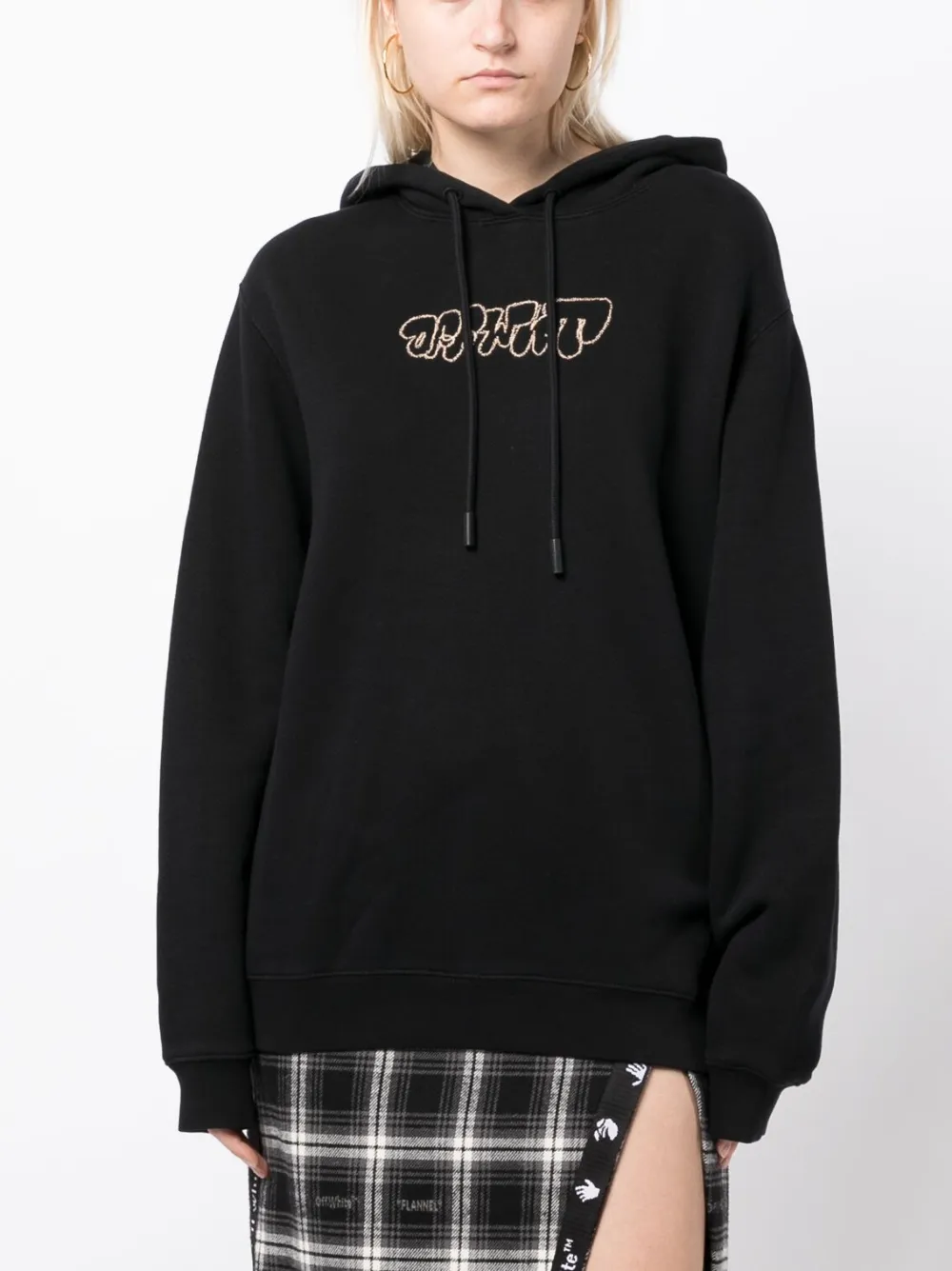 OffWhite logoembroidery ribtrimmed Hoodie Farfetch