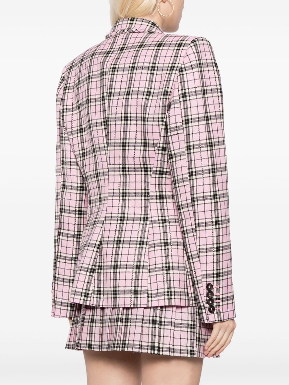 Shop Giuseppe Di Morabito Check-pattern Peak-lapels Blazer In Pink