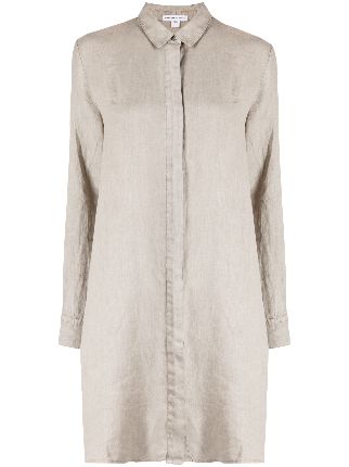 James Perse long-sleeve Linen Shirt Dress | Grey | FARFETCH