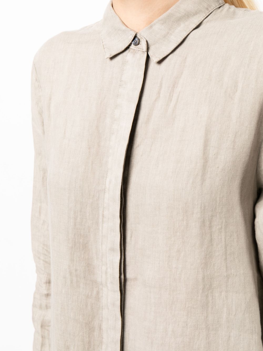 Shop James Perse Long-sleeve Linen Shirt Dress In Grey