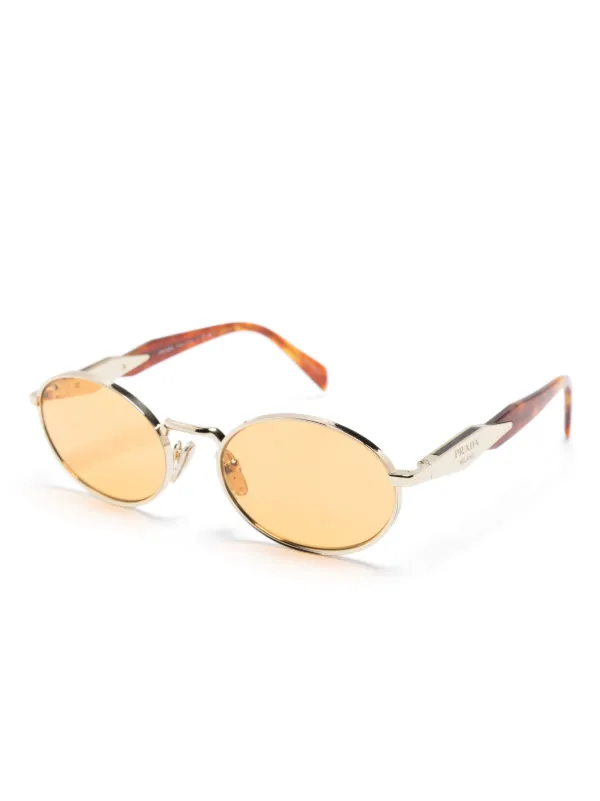 小物 PRADA Logo round sunglasses Prada Eyewear round-frame Tinted Sunglasses | Gold | FARFETCH