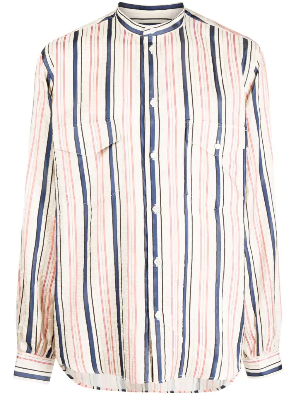 Bally Stripes-print Silk Shirt in Neutrals