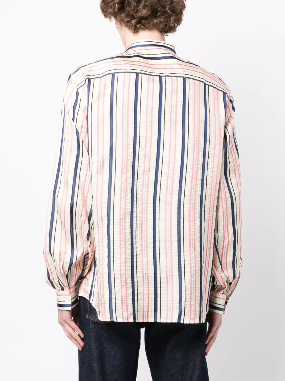 Shop Bally Stripes-print Silk Shirt In Neutrals