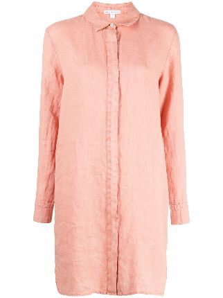 James Perse long-sleeve Linen Shirt Dress | Pink | FARFETCH