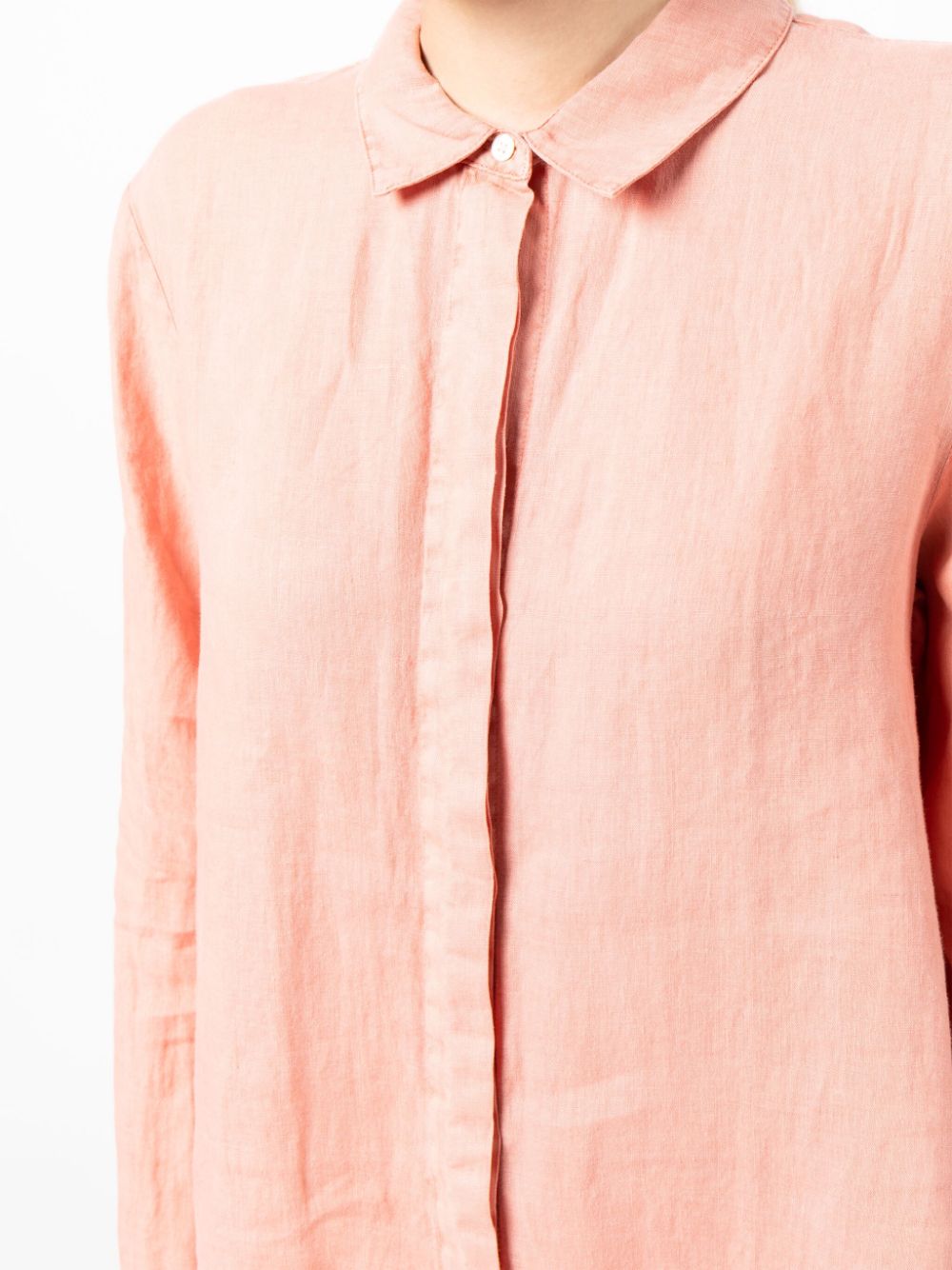 Shop James Perse Long-sleeve Linen Shirt Dress In Pink