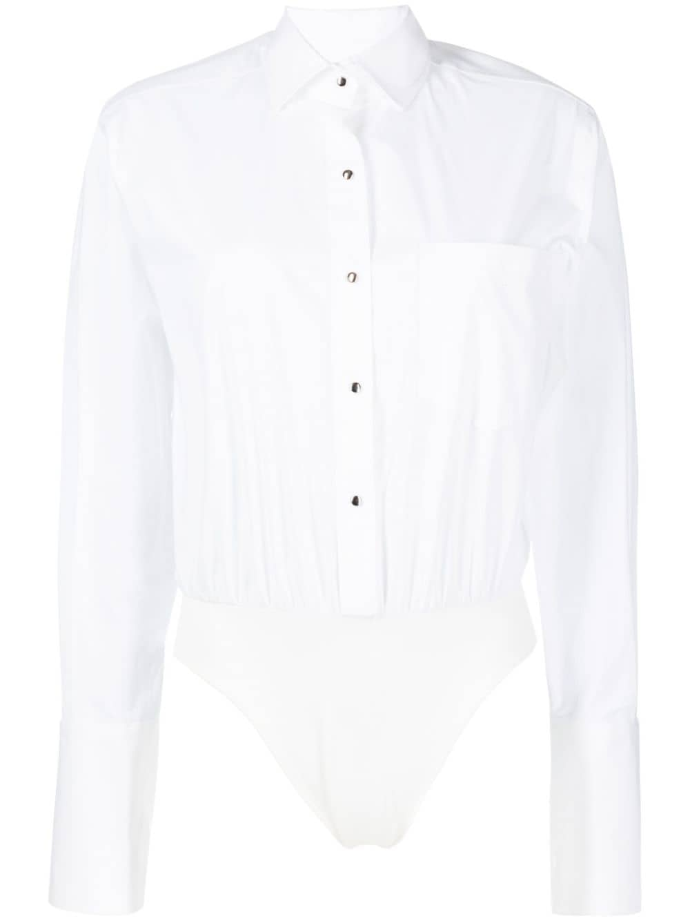 David Koma Long-sleeve Shirt Bodysuit In White