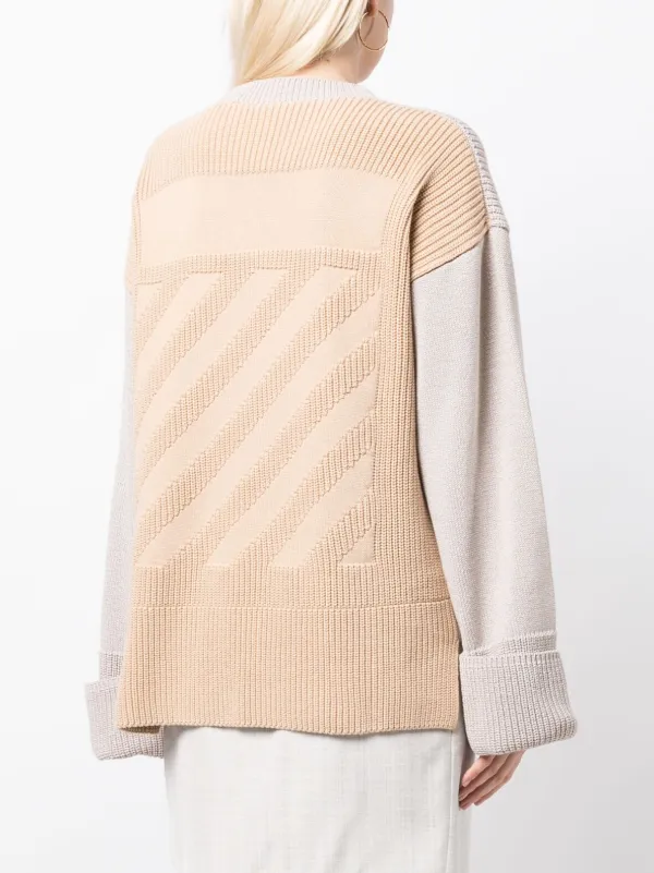 Off-White カラーブロック リブセーター | グレー | FARFETCH JP