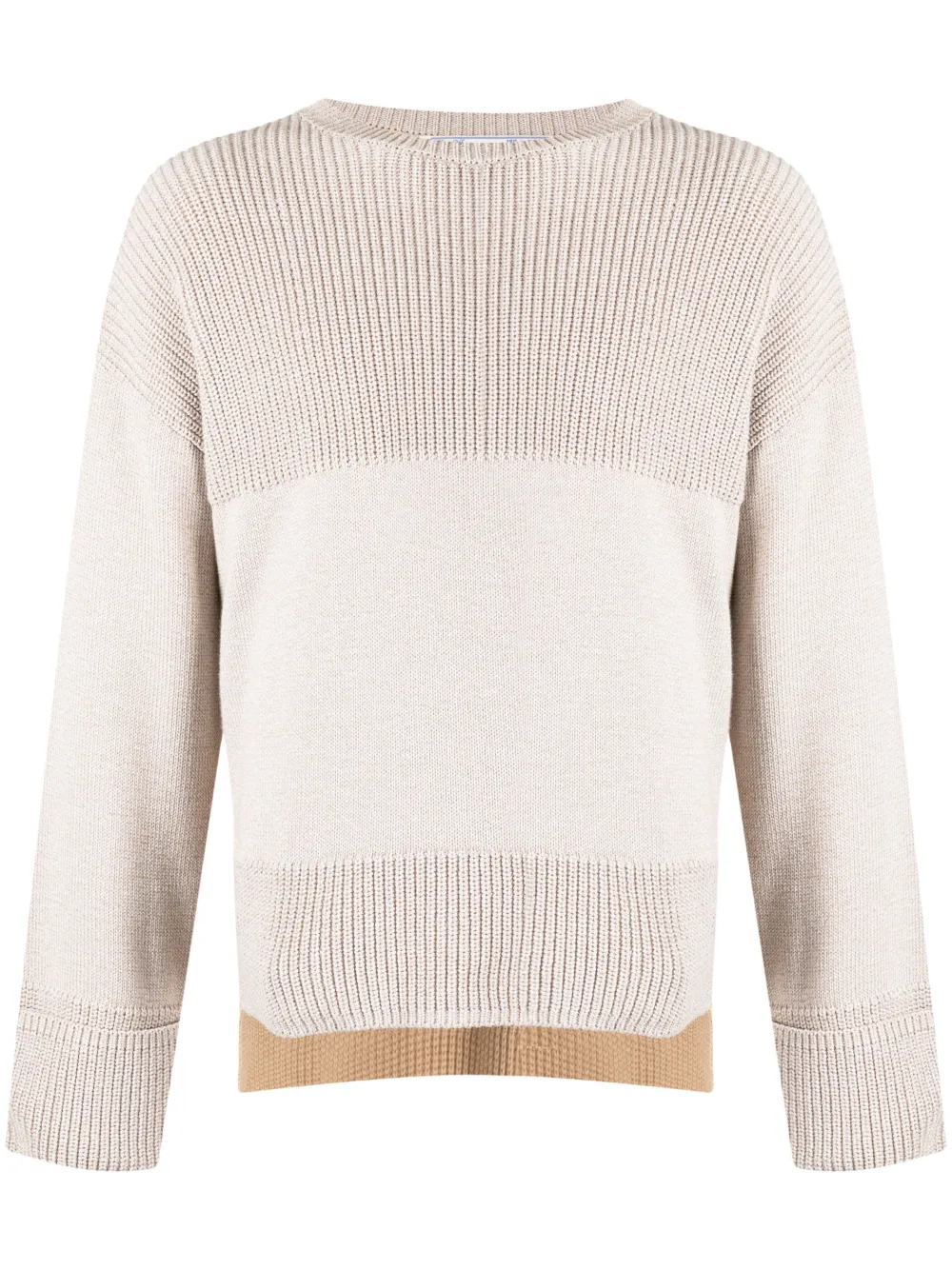 Off-White suéter tejido de canalé con diseño color block | gris | Image 1