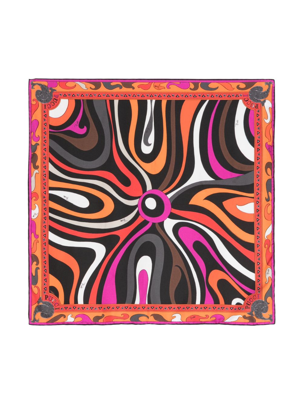 Shop Pucci Abstract-print Silk Scarf In Orange