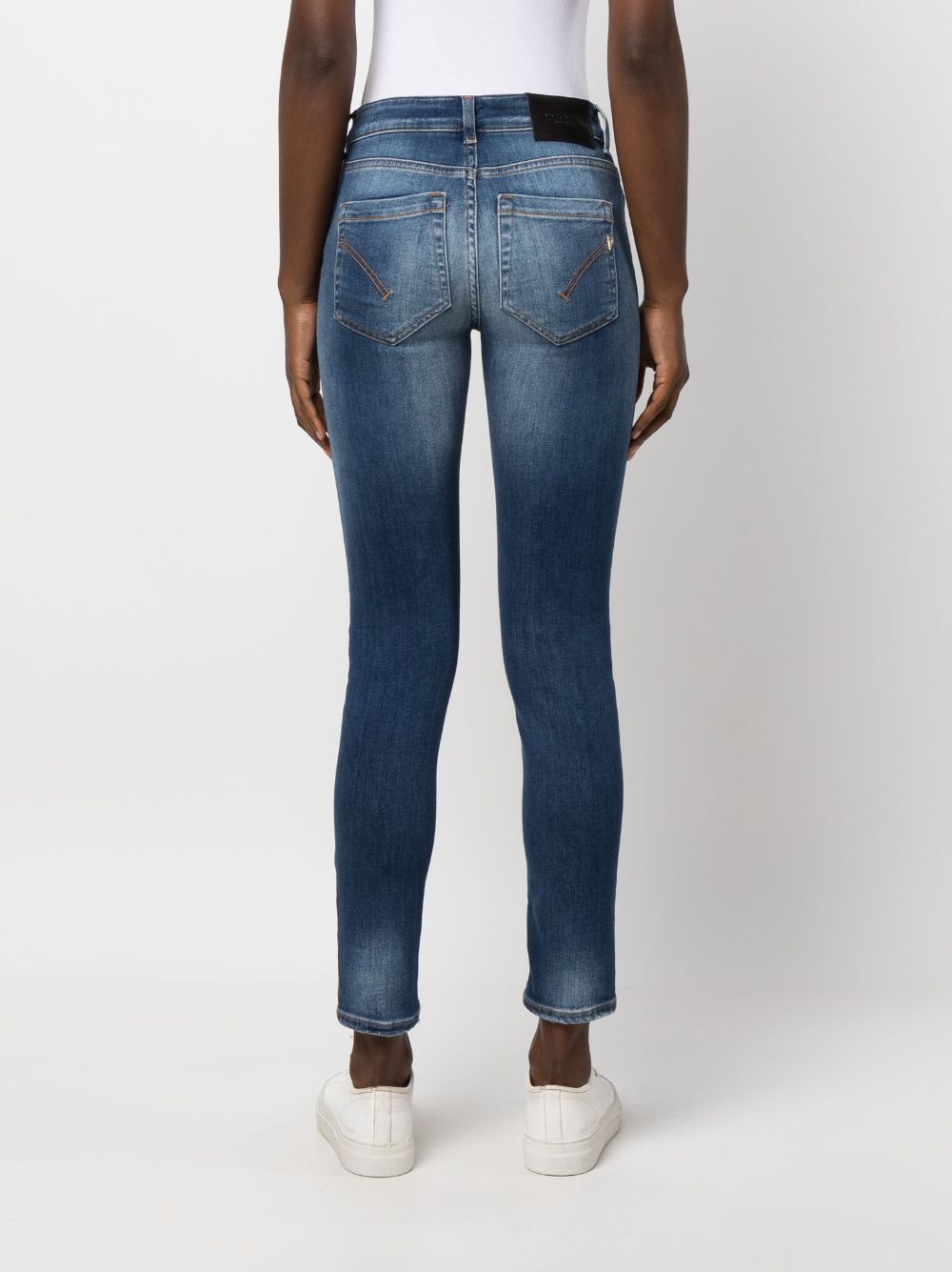 Shop Dondup Logo-patch Cropped Skinny Jeans In Blue