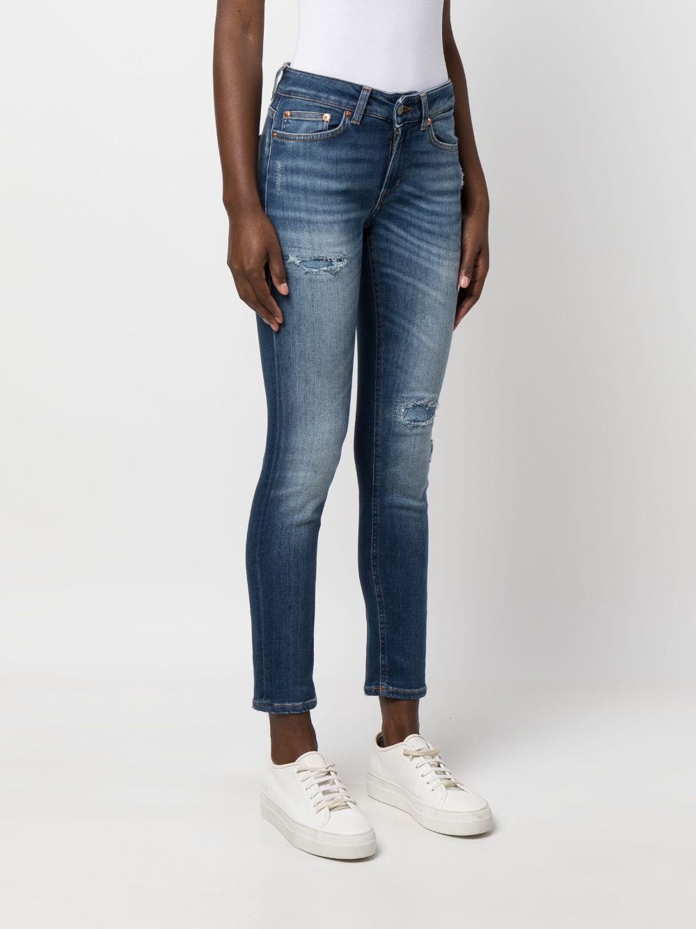 Shop Dondup Logo-patch Cropped Skinny Jeans In Blue