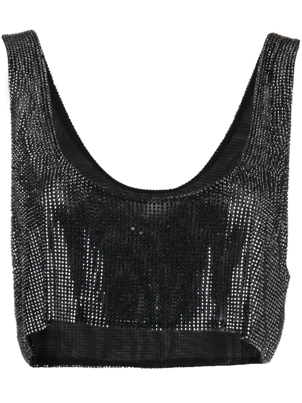 Shop Giuseppe Di Morabito Crystal-embellished Cropped Top In Black