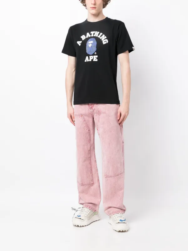A BATHING APE® logo-patch Cotton T-shirt | Black | FARFETCH
