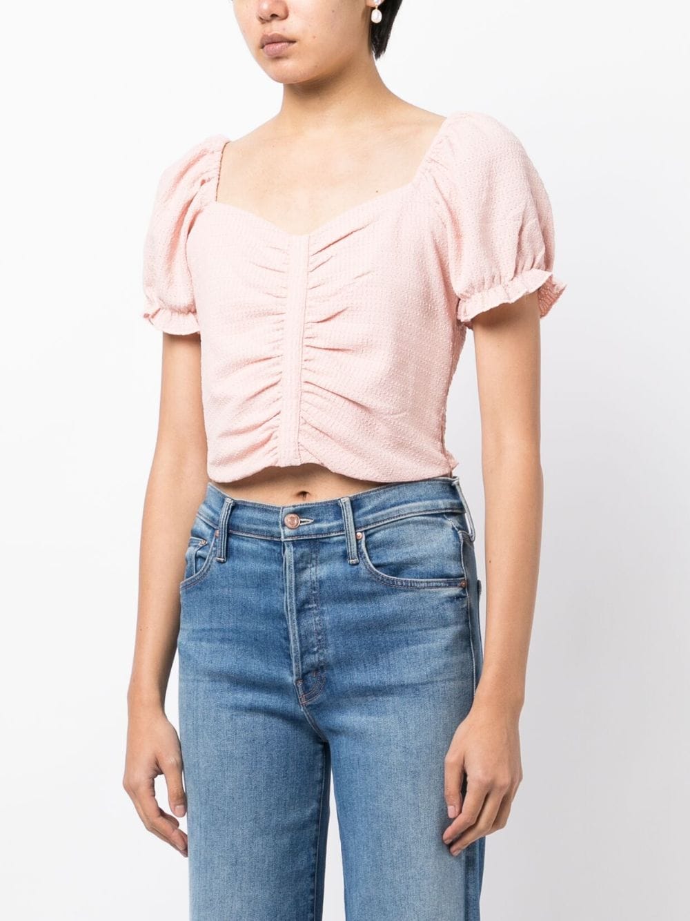 Shop Tout A Coup Gathered-effect Cropped Top In Pink