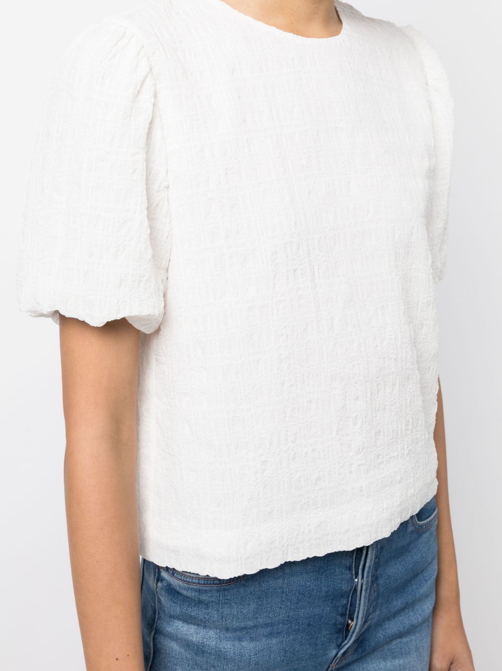 Shop Tout A Coup Smocked-effect T-shirt In White