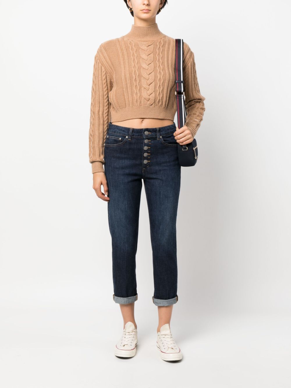 Shop Dondup High-waisted Cropped Jeans In Blau