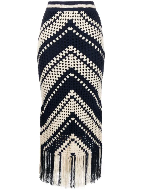 ZIMMERMANN Chintz crochet fringed skirt