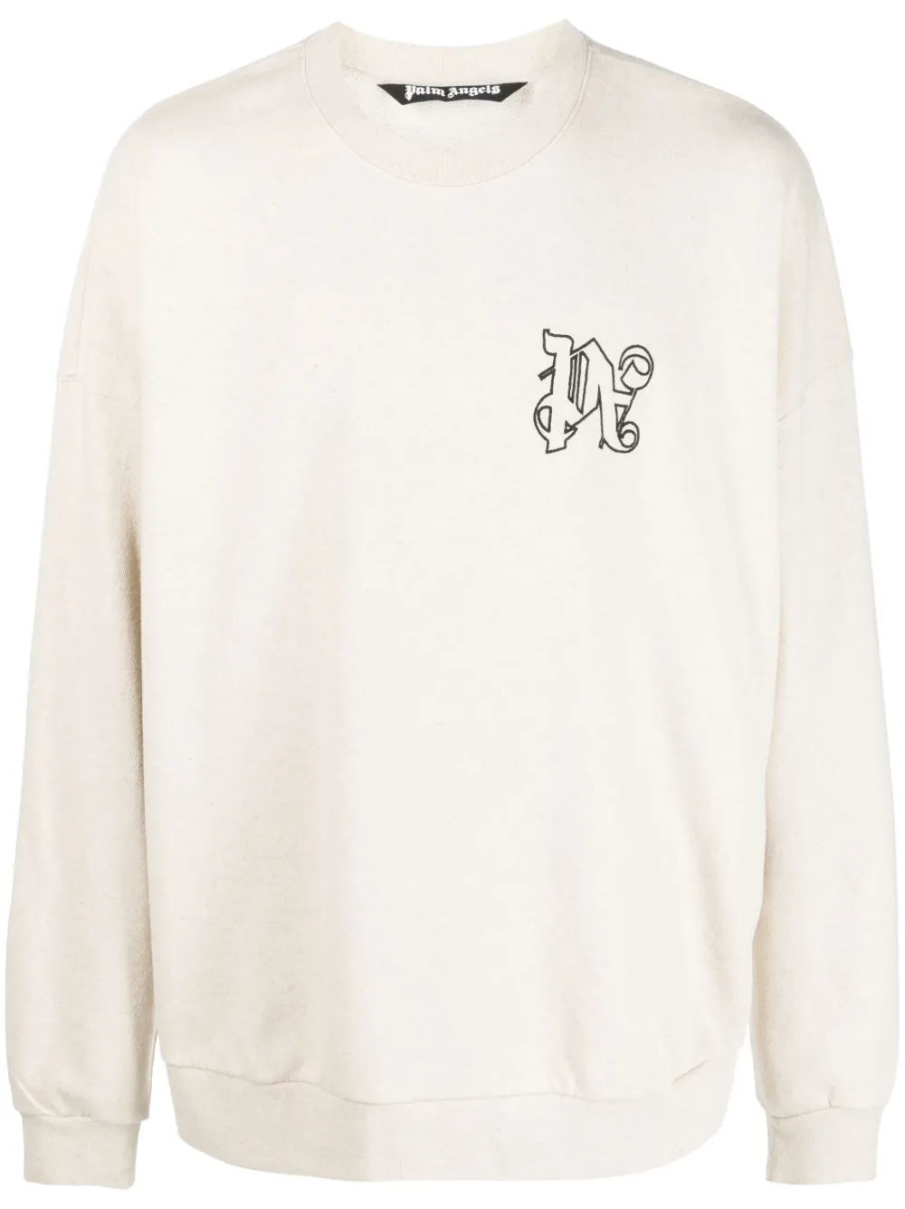Palm Angels Monogram Crewneck Sweatshirt In Neutrals