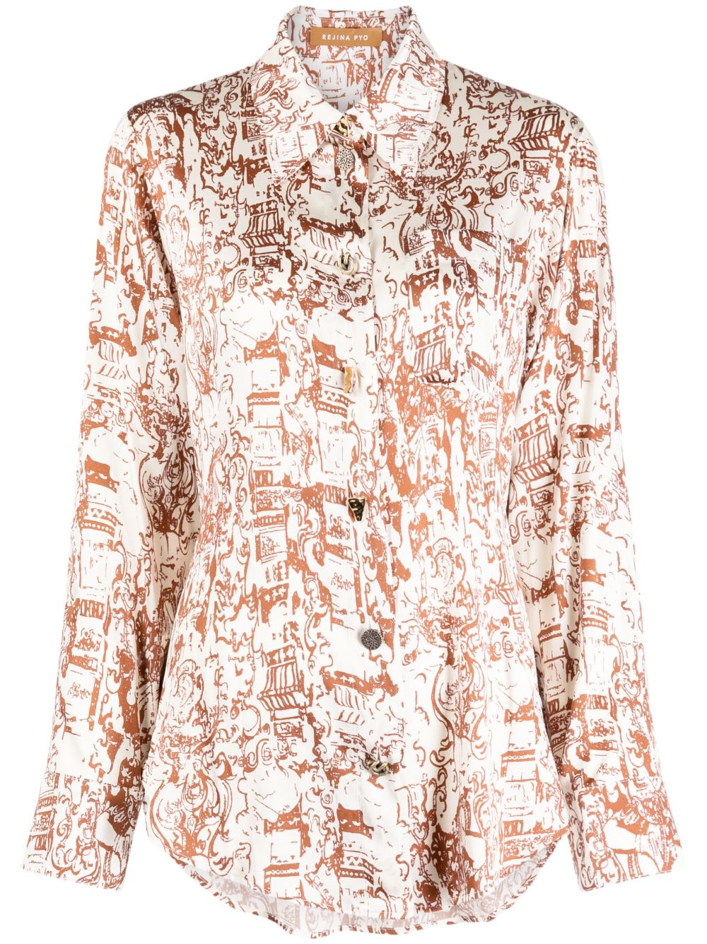 Kora printed silk-blend blouse