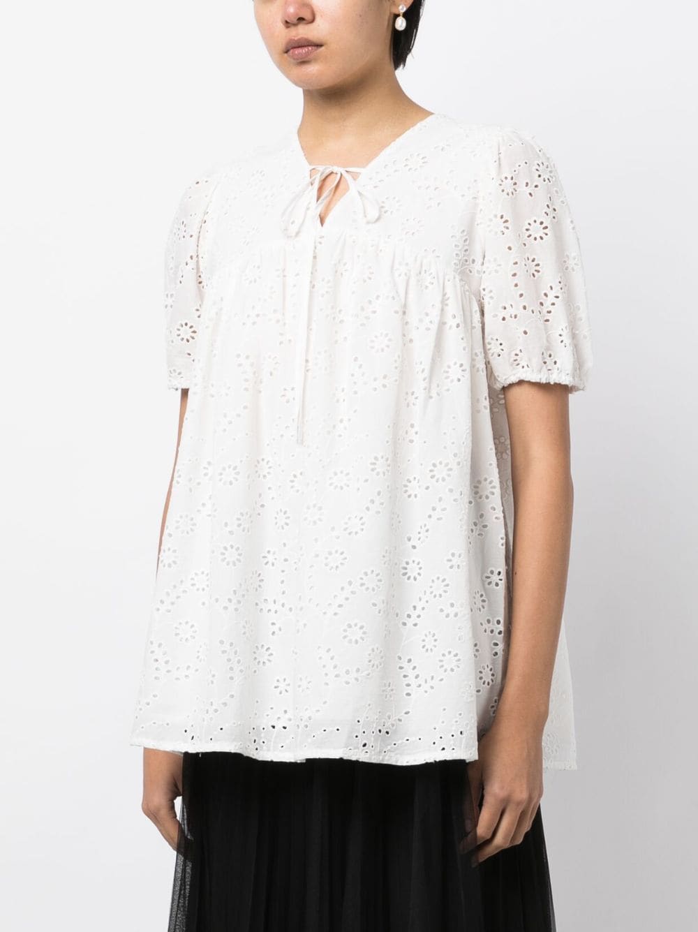 Shop Tout A Coup Lace A-line Cotton Top In White