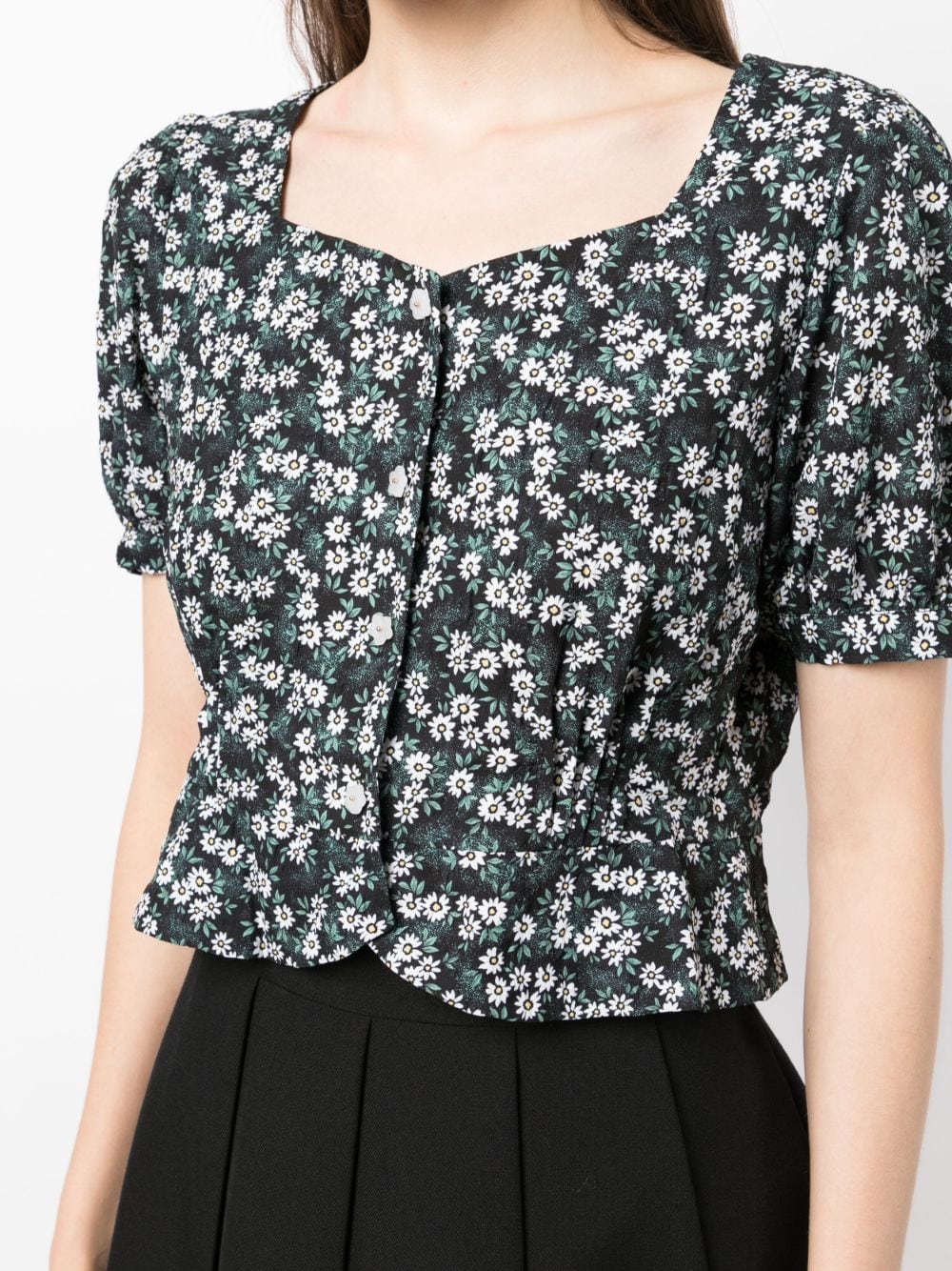 Shop Tout A Coup Floral-print Cropped Top In Black