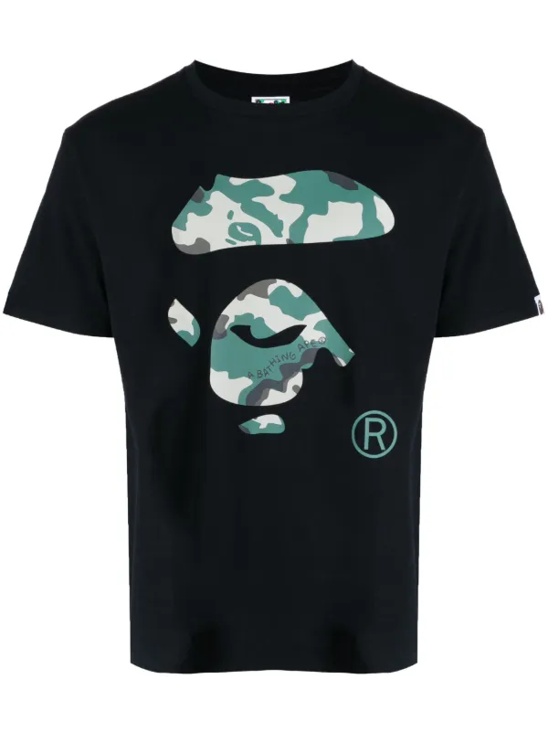 A BATHING APE logo print short sleeve T shirt men Cotton XL Black