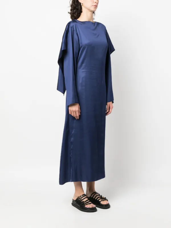 MM6 Maison Margiela ロングスリーブ サテンドレス | ブルー