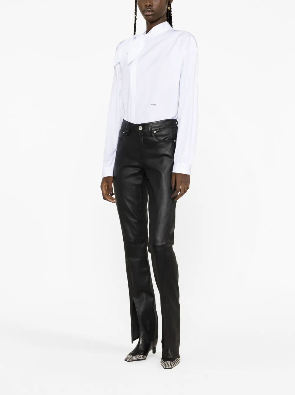 Shop Dsquared2 Tied-neck Long-sleeve Shirt In White