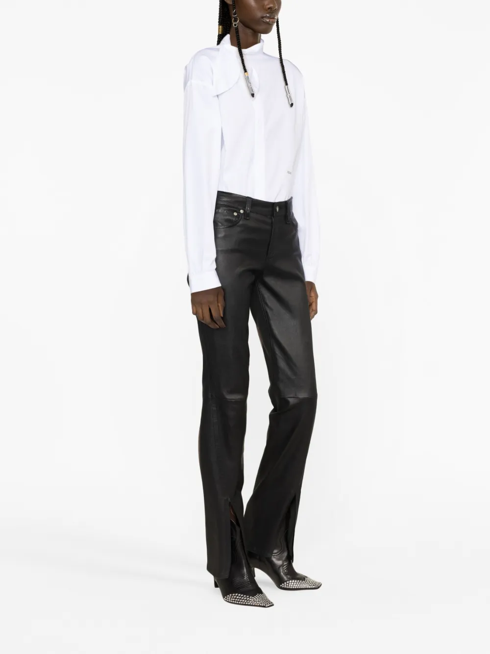 Shop Dsquared2 Tied-neck Long-sleeve Shirt In White