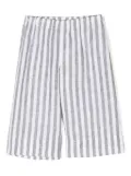 Il Gufo elasticated-waistband striped linen shorts - Grey