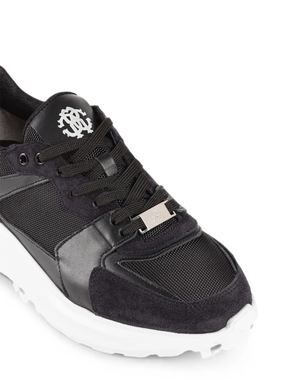 Roberto Cavalli panelled logo-plaque sneakers Zwart