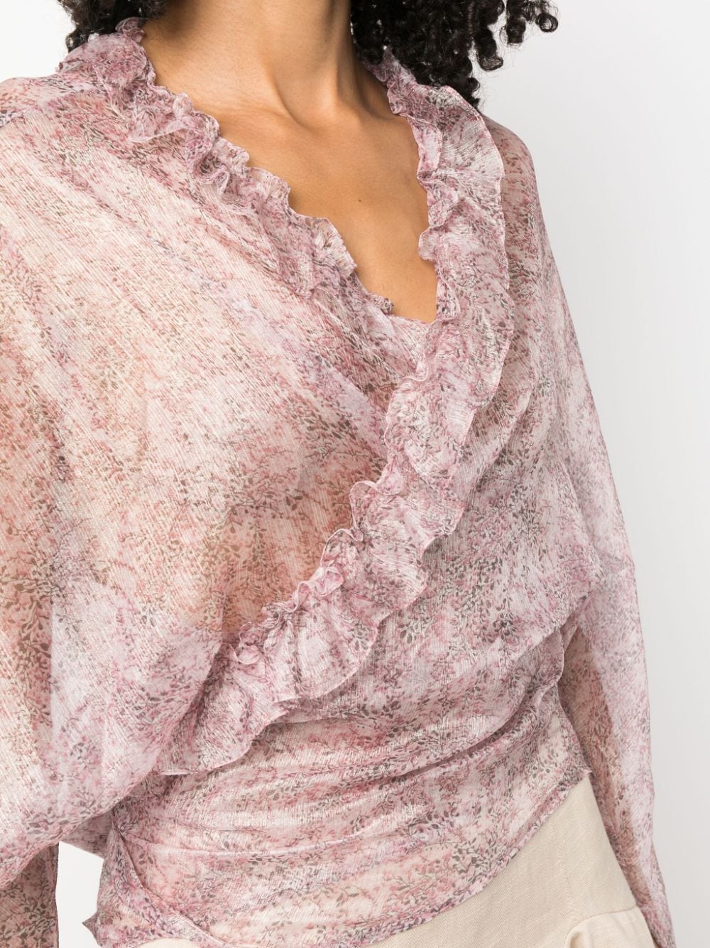 Shop Pnk Abstract-print Silk Blouse In Pink