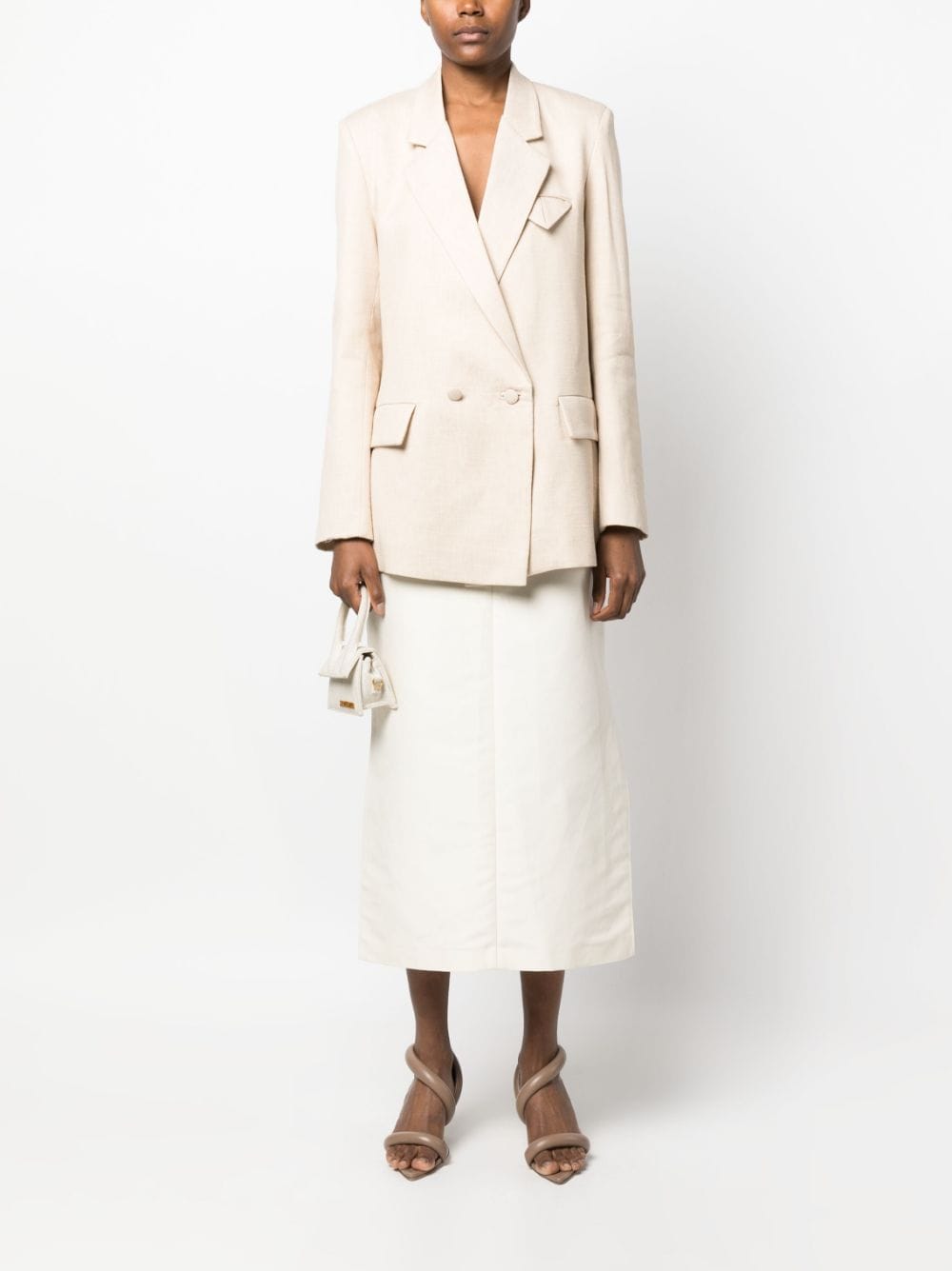 Shop Pnk Notched-lapels Double-breasted Blazer In Neutrals