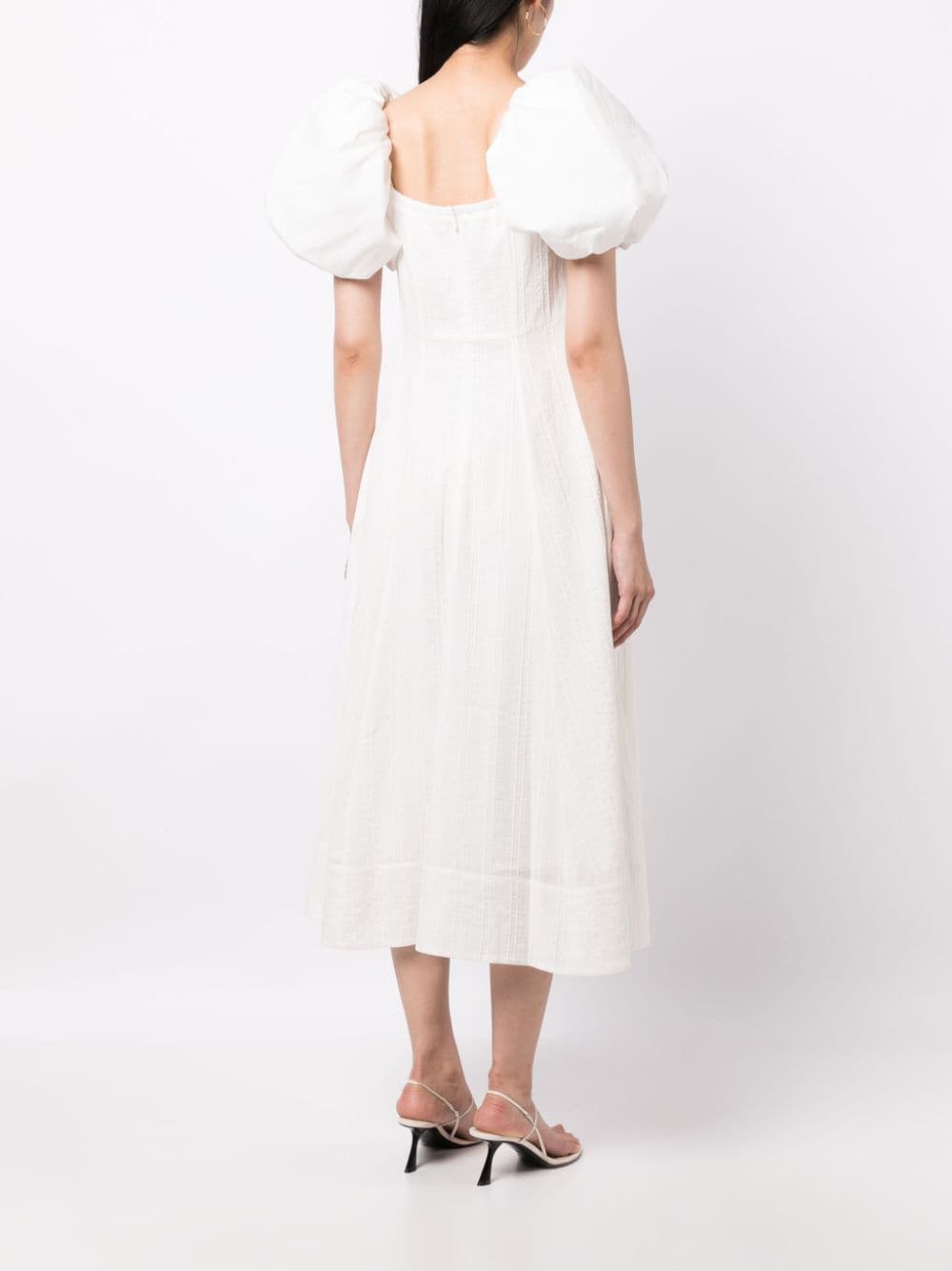 Shop Rejina Pyo Oksana Puff-sleeve Midi Dress In White