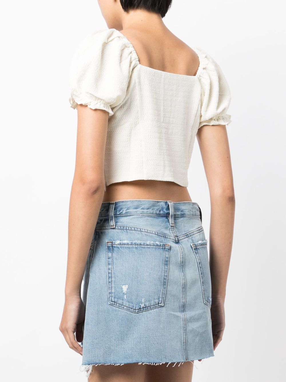 Shop Tout A Coup Gathered-effect Cropped Top In Neutrals