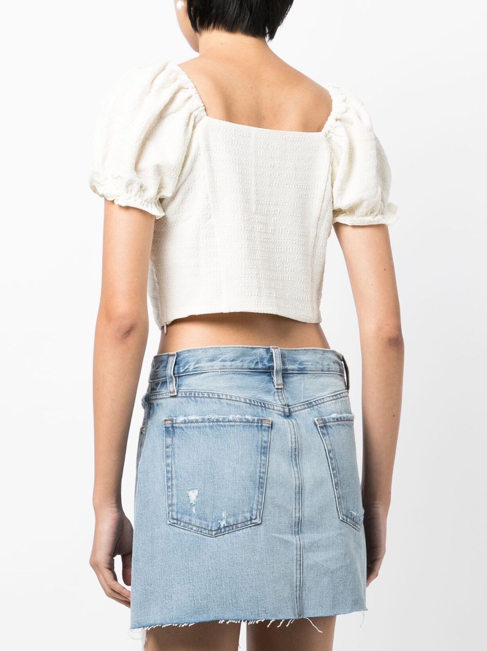 Shop Tout A Coup Gathered-effect Cropped Top In Neutrals