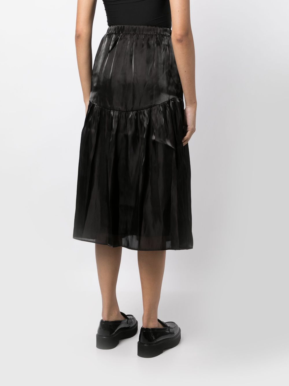 Shop Tout A Coup Gathered Textured Midi Skirt In Black