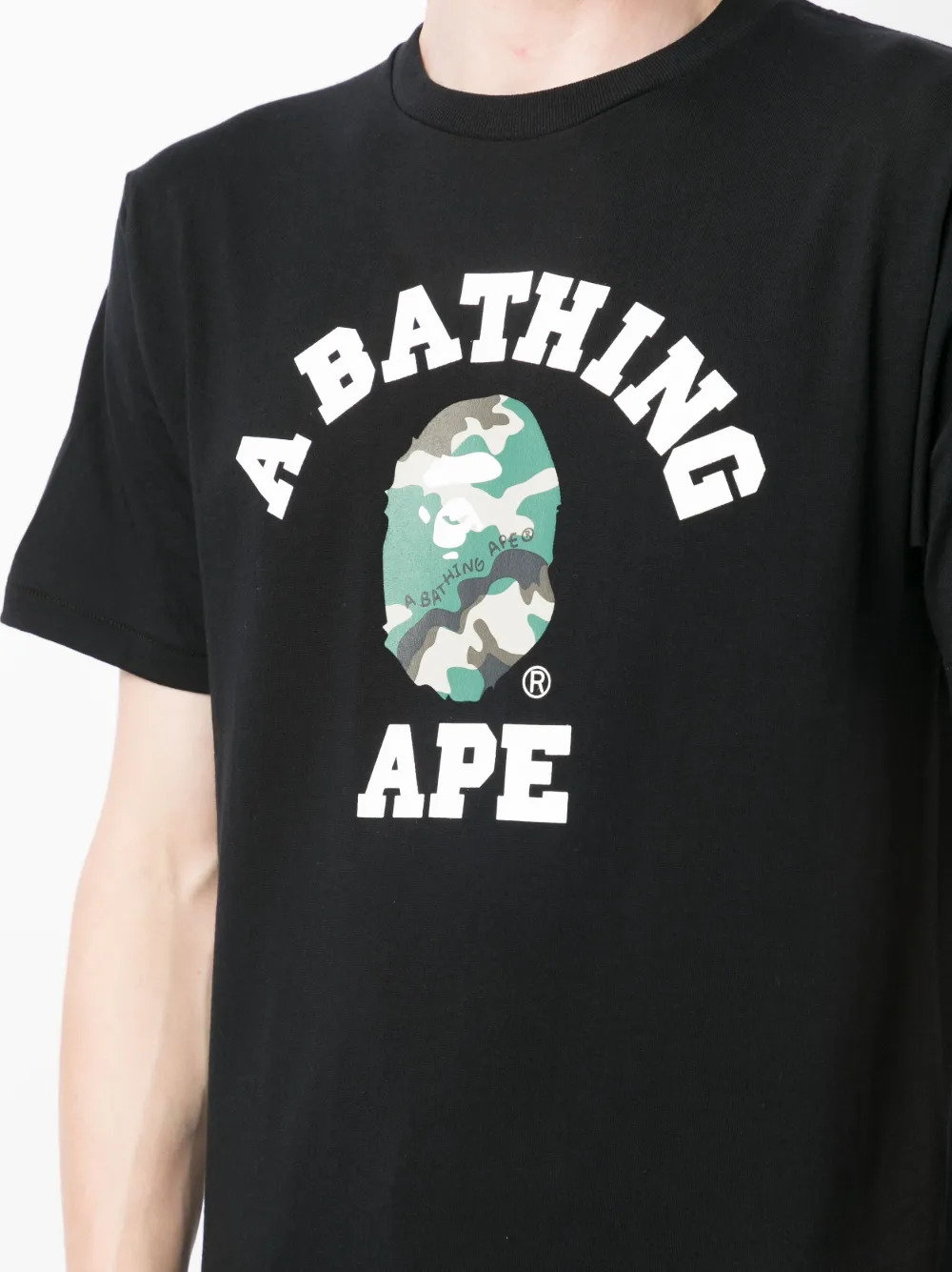 Shop A Bathing Ape Logo-print Cotton T-shirt In Black