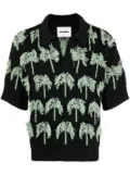 Jil Sander palm-tree knitted polo shirt - Black