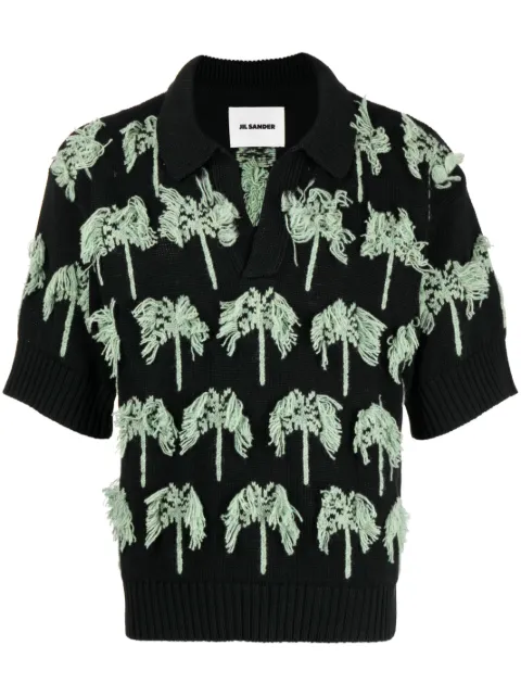 Jil Sander palm-tree knitted polo shirt