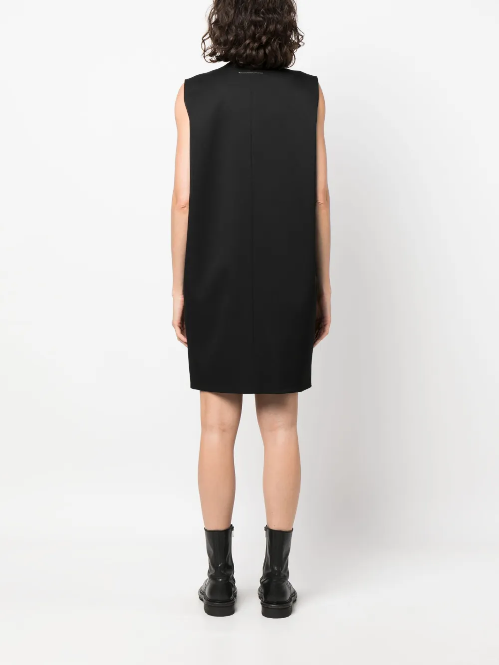 Shop Mm6 Maison Margiela V-neck Sleeveless Dress In Schwarz