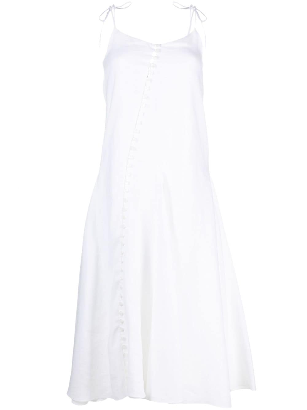 PNK asymmetric flared linen midi dress - White