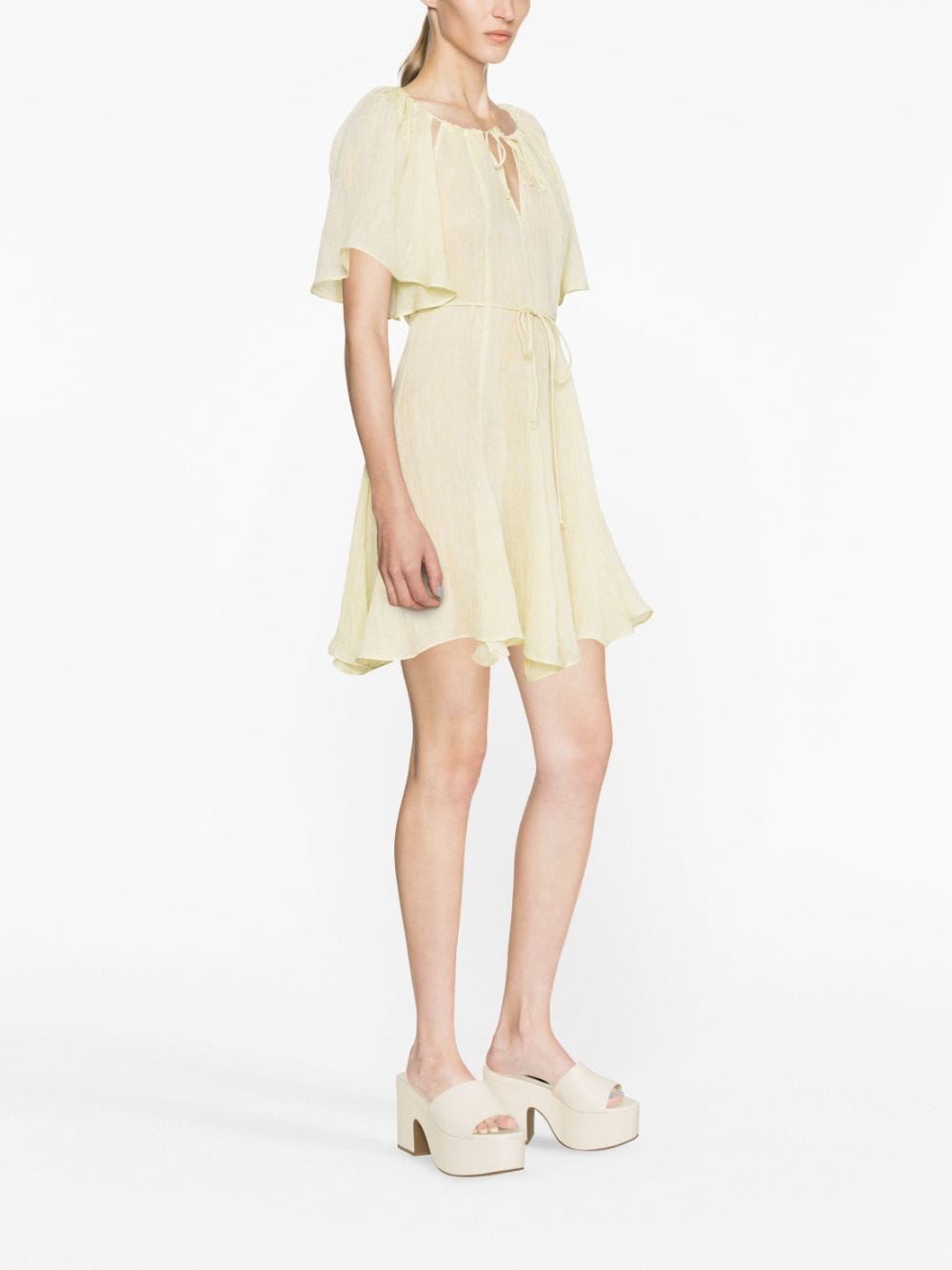 Shop Pnk Cut-out Linen Minidress In Yellow