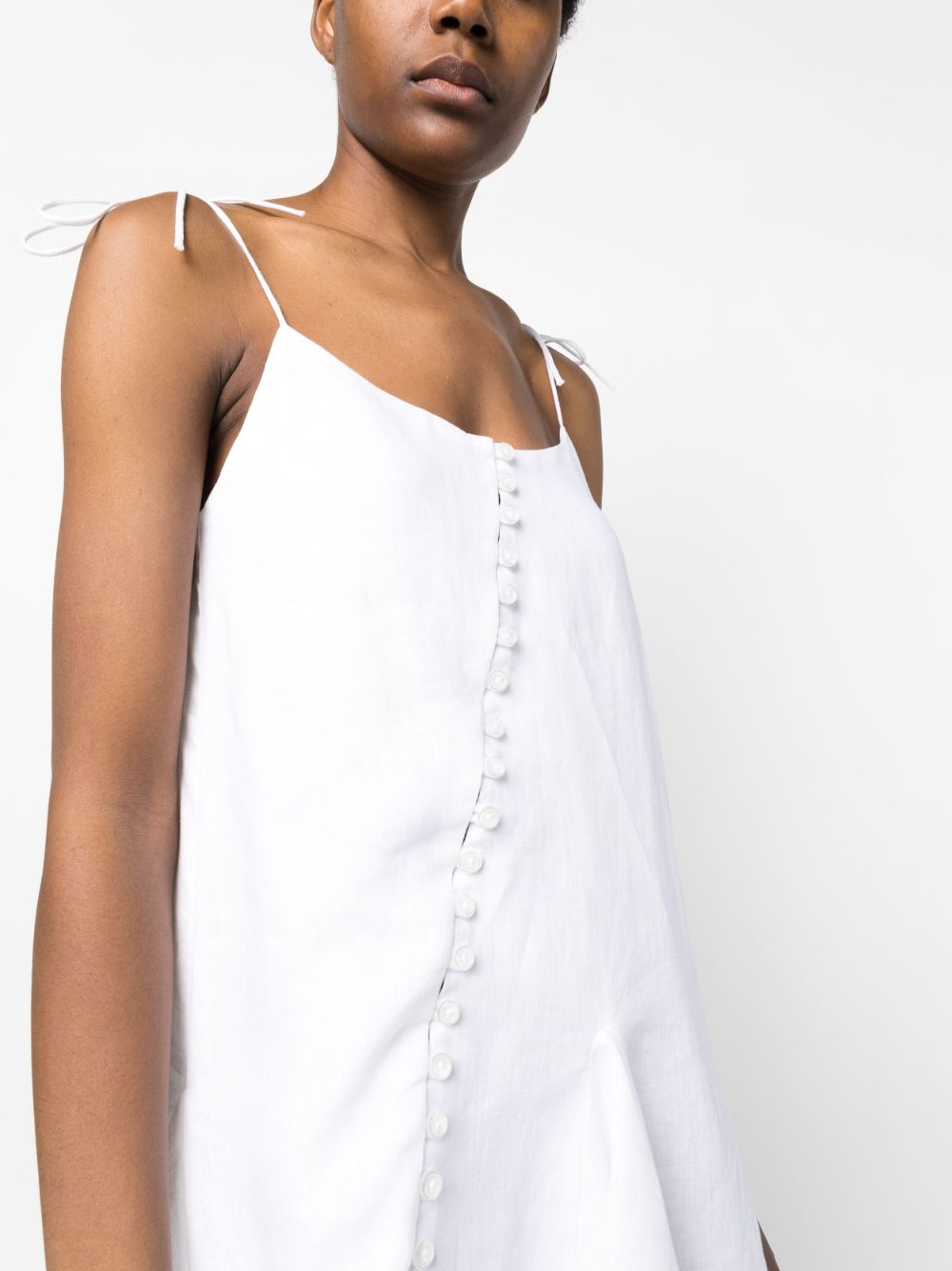 Shop Pnk Asymmetric Flared Linen Minidress In White