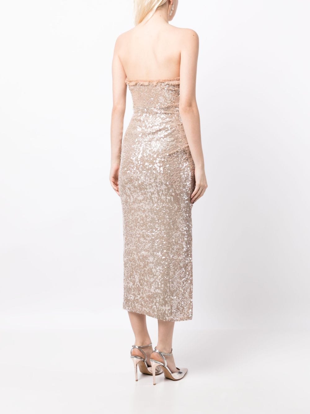 Shop Needle & Thread Stellar Gloss Strapless Dress In Braun