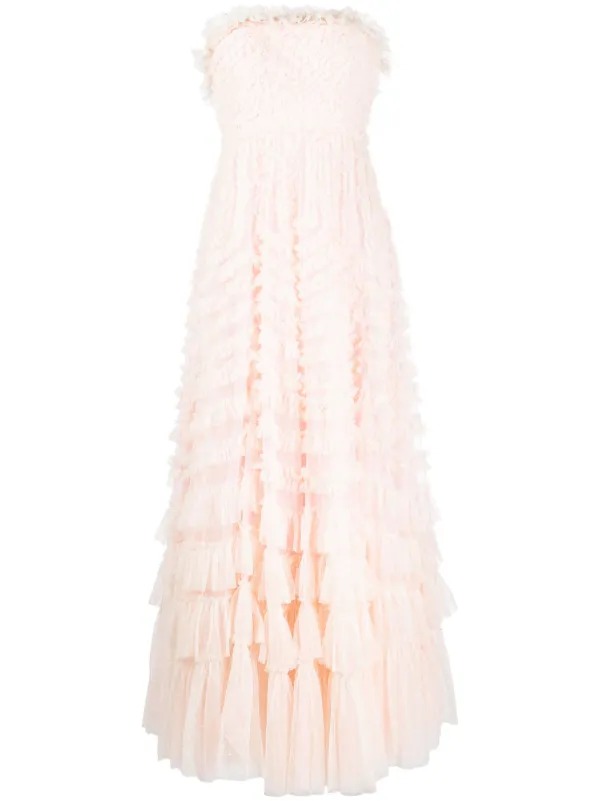 Needle & thread tiered cheap tulle midi skirt in rose