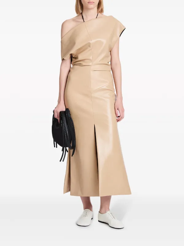 Proenza Schouler Rosa off shoulder Leather Dress Neutrals FARFETCH CA