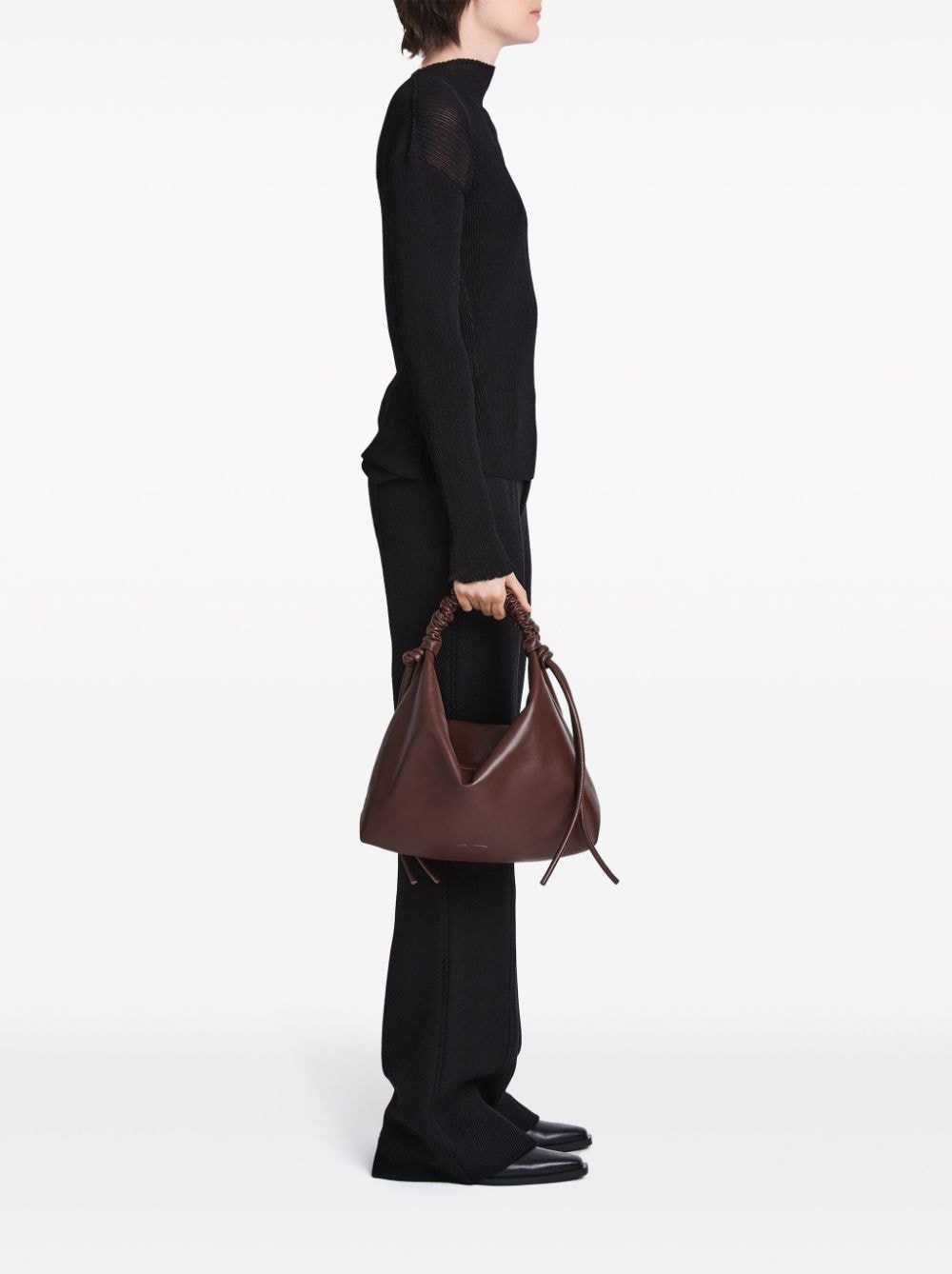 Shop Proenza Schouler Medium Drawstring Leather Shoulder Bag In Brown