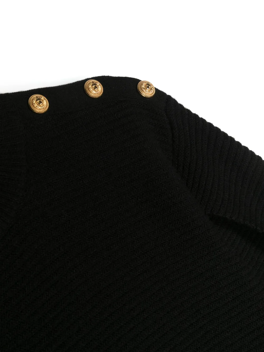  Balmain Kids Slit-sleeve Ribbed-knit Jumper - Black 